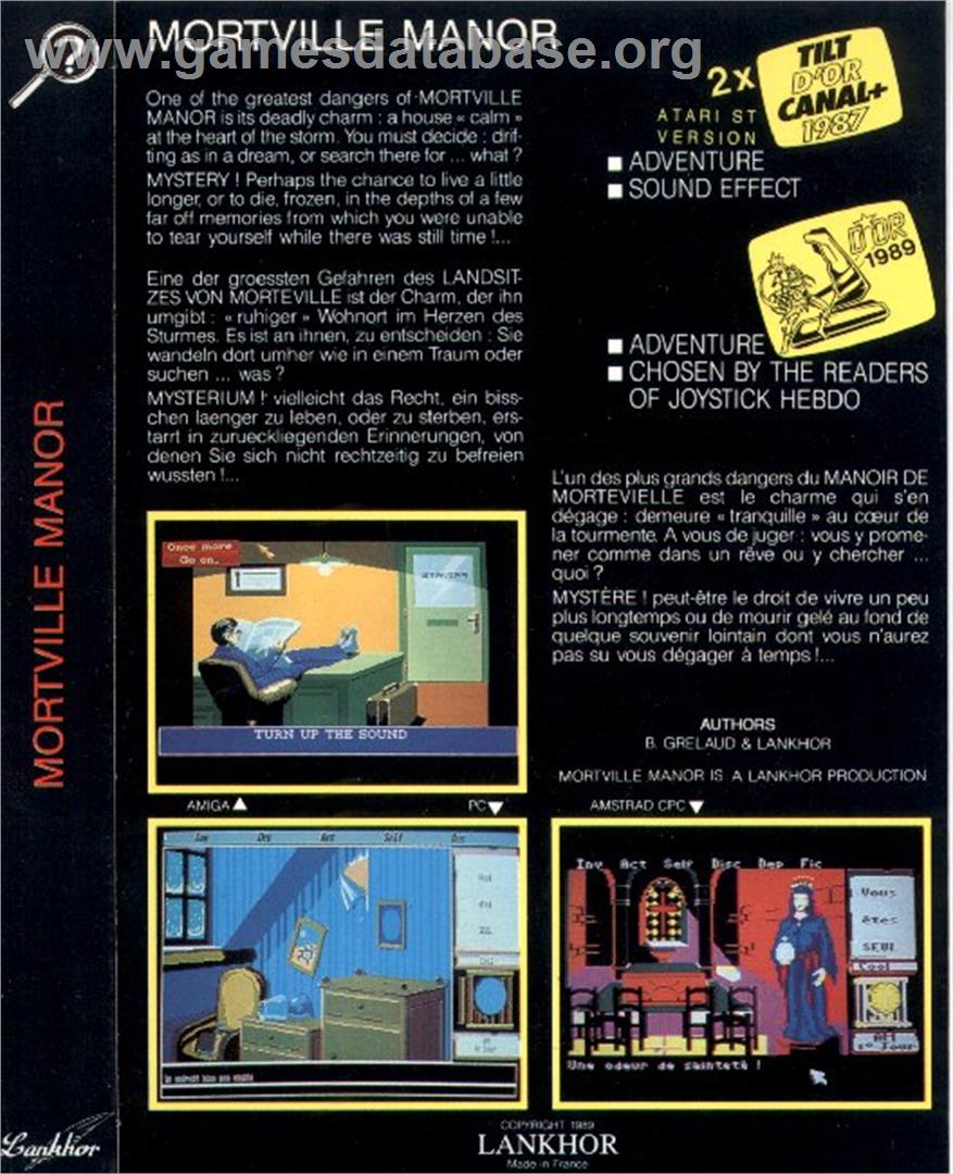 Mortville Manor - Atari ST - Artwork - Box Back