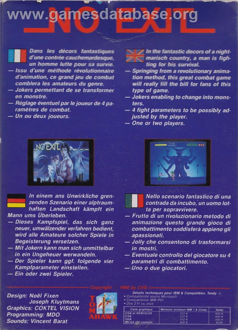 No Exit - Atari ST - Artwork - Box Back