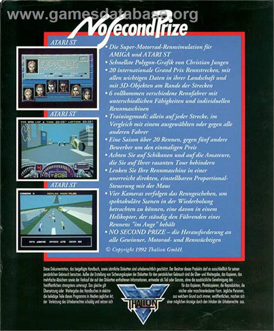 No Second Prize - Atari ST - Artwork - Box Back
