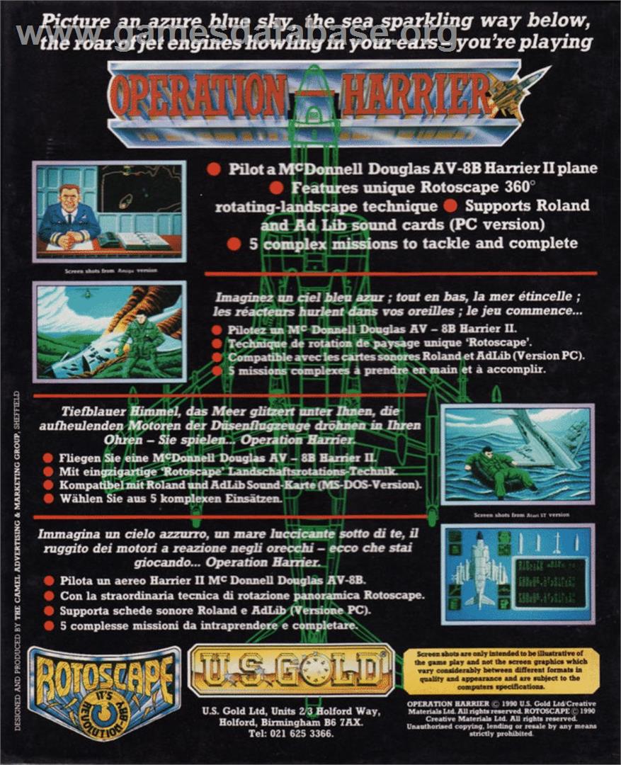 Operation Harrier - Atari ST - Artwork - Box Back