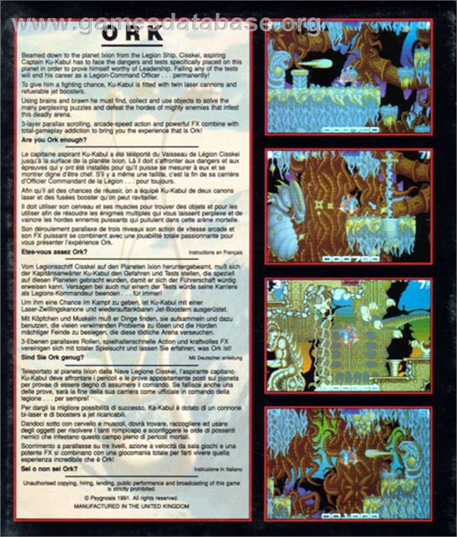 Ork - Atari ST - Artwork - Box Back