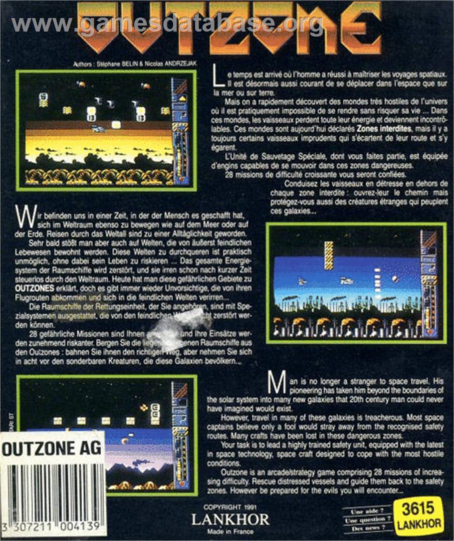 Outzone - Atari ST - Artwork - Box Back
