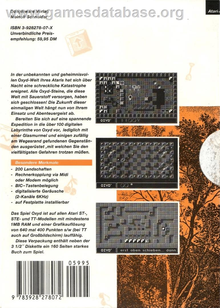 Oxyd - Atari ST - Artwork - Box Back