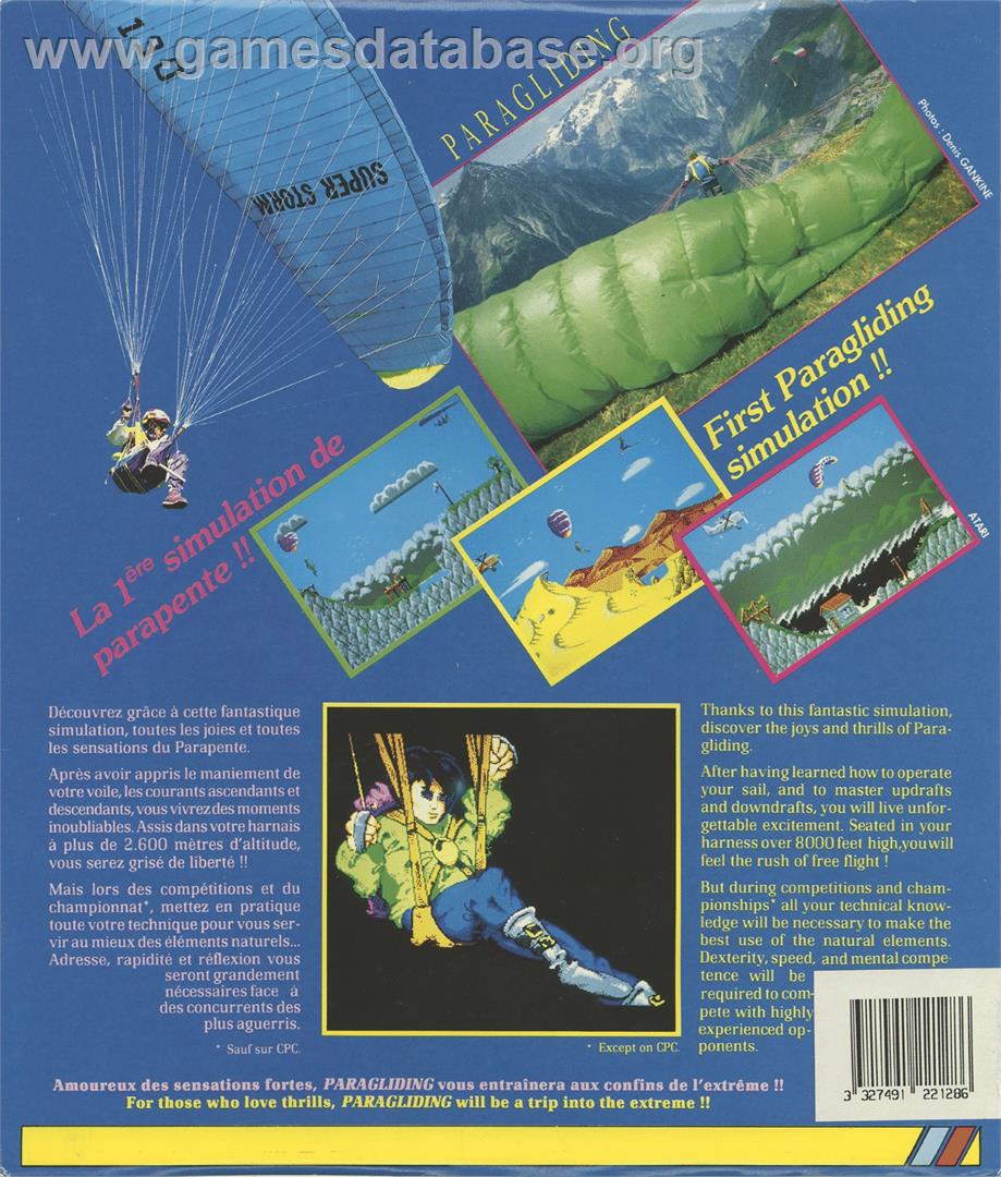 Paragliding Simulation - Atari ST - Artwork - Box Back