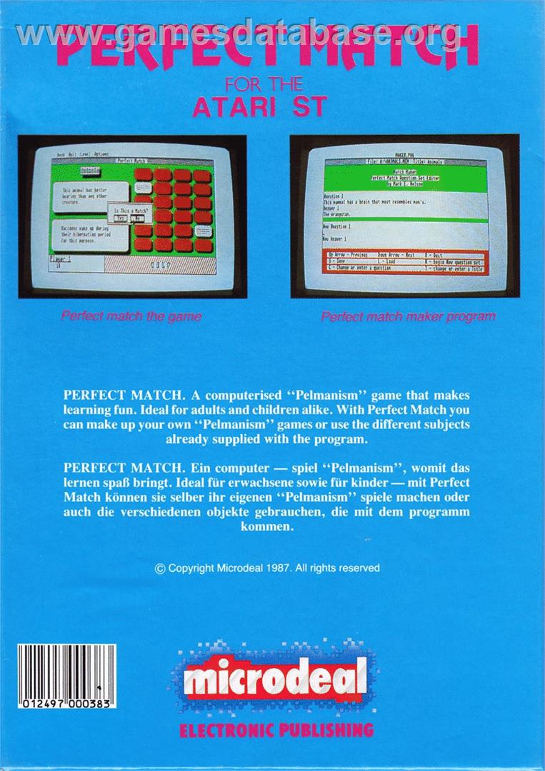 Perfect Match - Atari ST - Artwork - Box Back