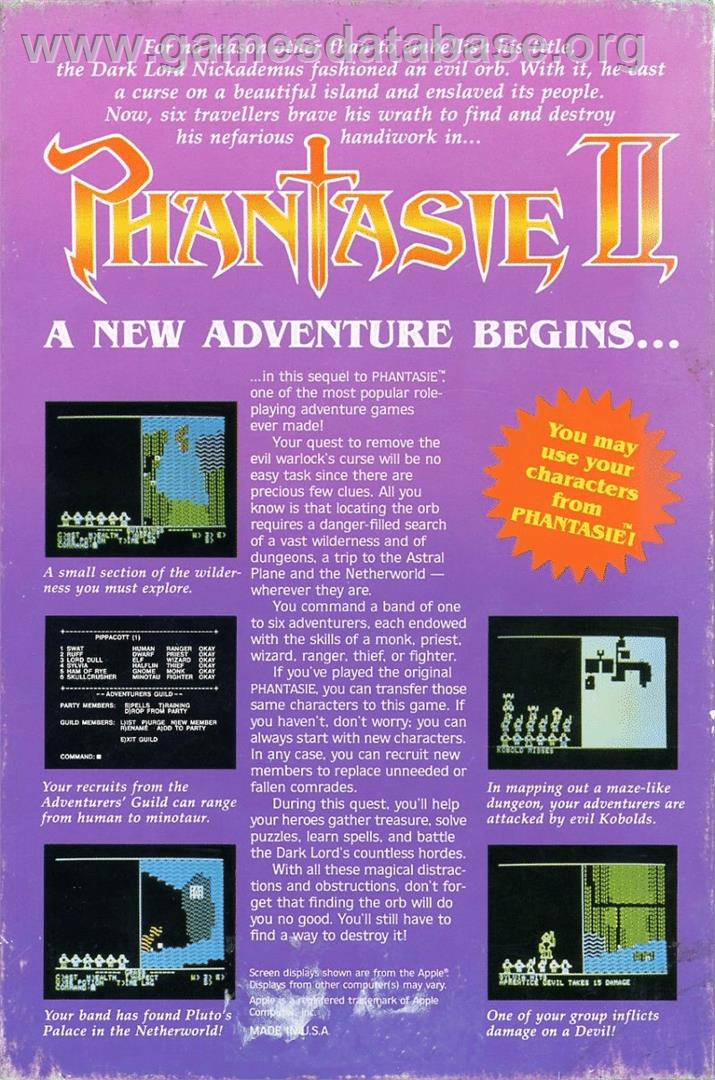 Phantasie 2 - Atari ST - Artwork - Box Back