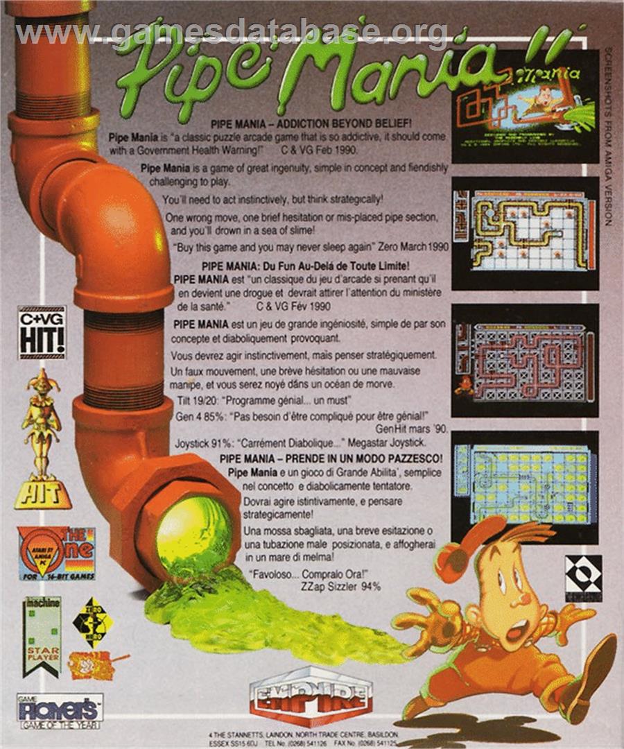 Pipe Mania - Atari ST - Artwork - Box Back