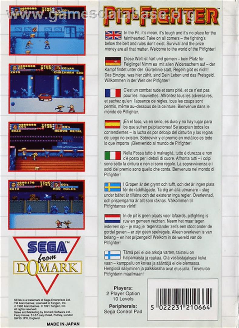 Pit-Fighter - Atari ST - Artwork - Box Back