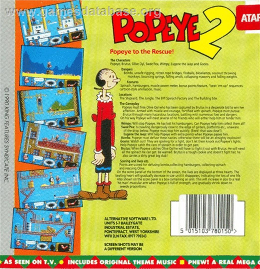 Popeye 2 - Atari ST - Artwork - Box Back