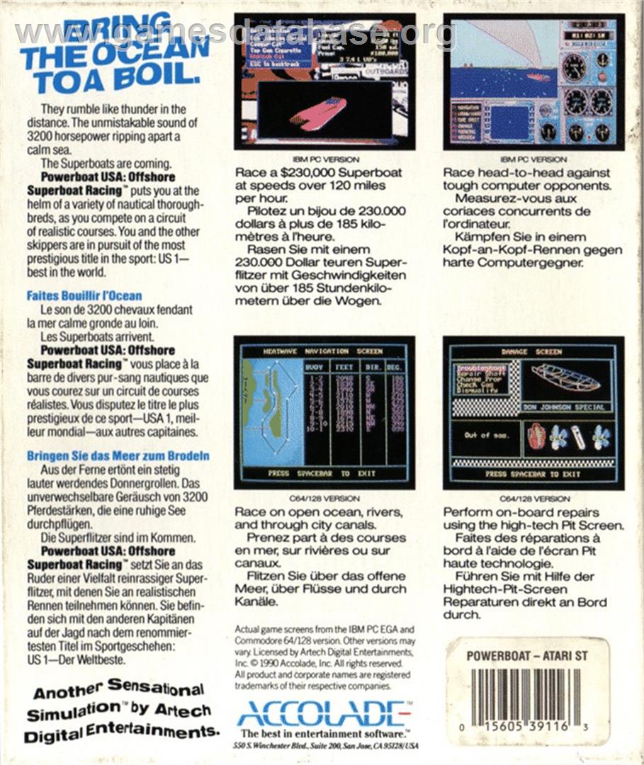 Powerboat USA - Offshore Superboat Racing - Atari ST - Artwork - Box Back
