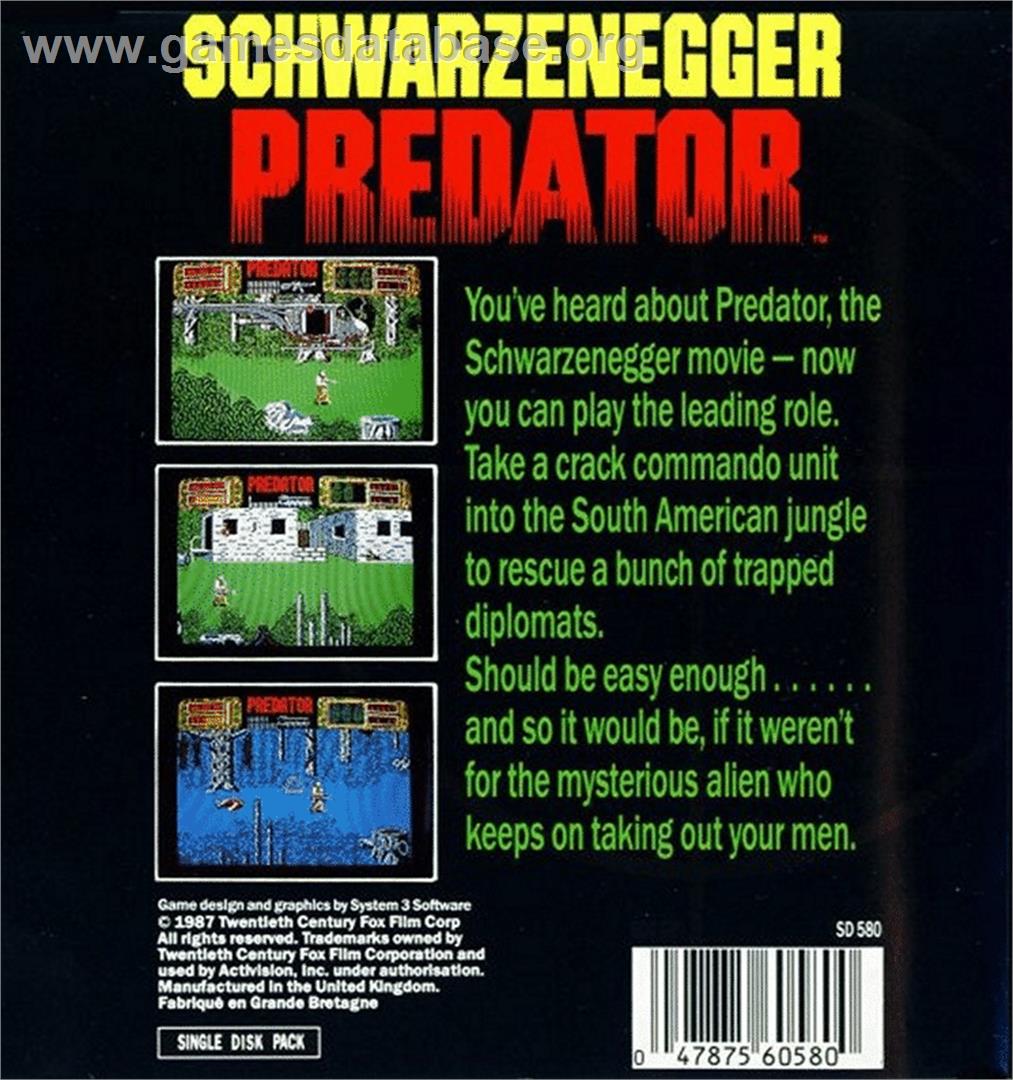 Predator - Atari ST - Artwork - Box Back
