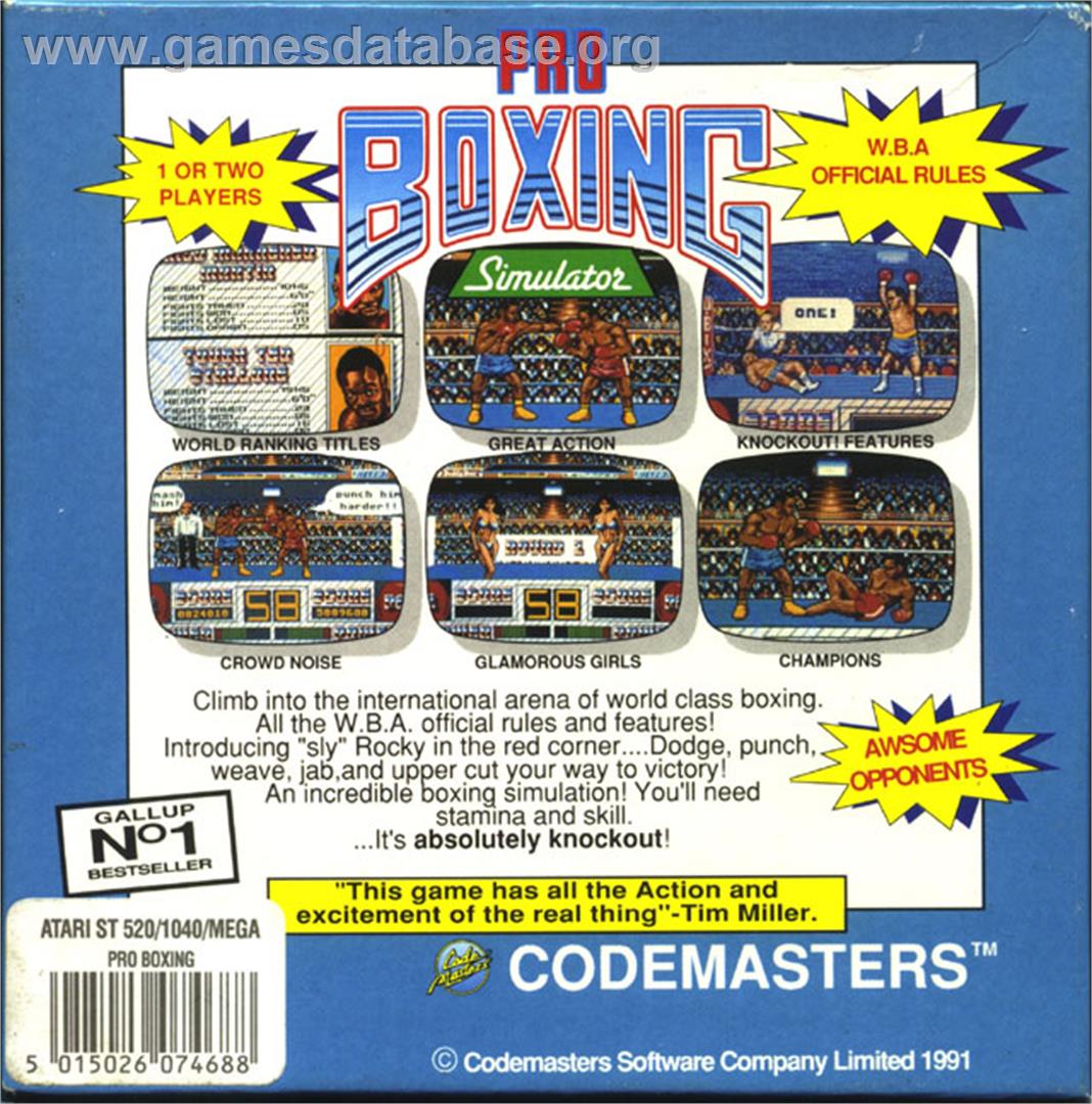 Pro Boxing Simulator - Atari ST - Artwork - Box Back