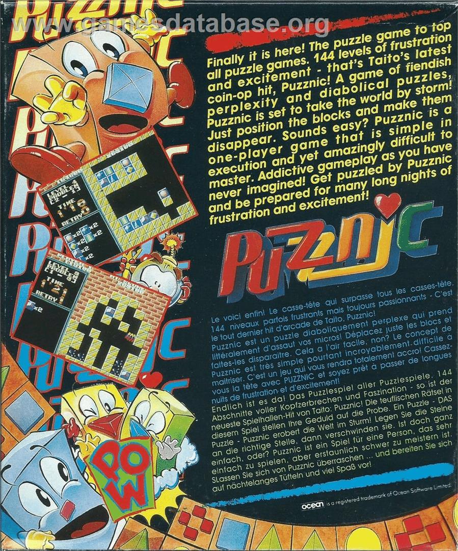 Puzznic - Atari ST - Artwork - Box Back