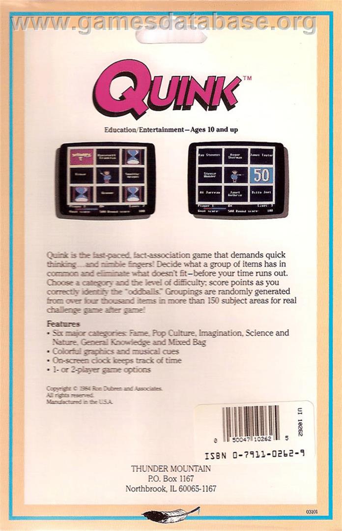 Quink - Atari ST - Artwork - Box Back