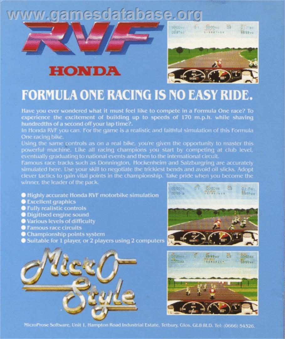 RVF Honda - Atari ST - Artwork - Box Back