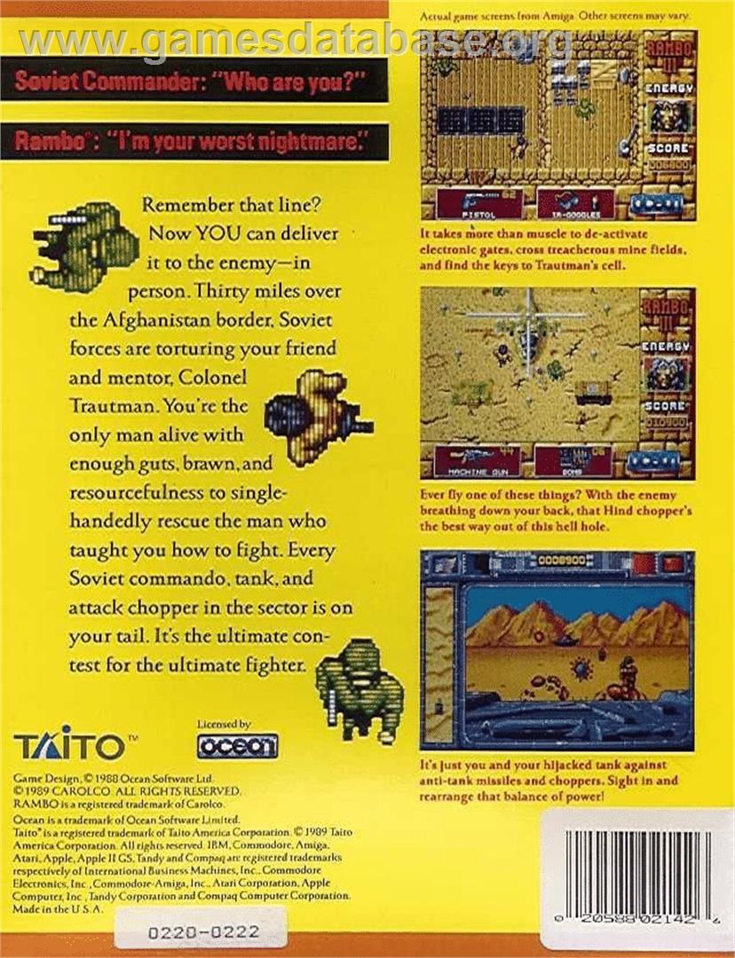 Rambo 3 - Atari ST - Artwork - Box Back