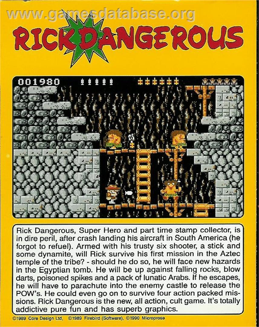 Rick Dangerous - Atari ST - Artwork - Box Back