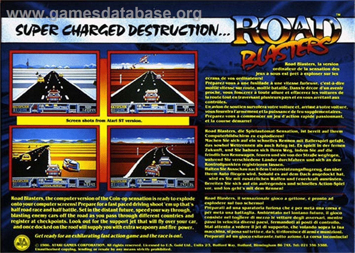 RoadBlasters - Atari ST - Artwork - Box Back