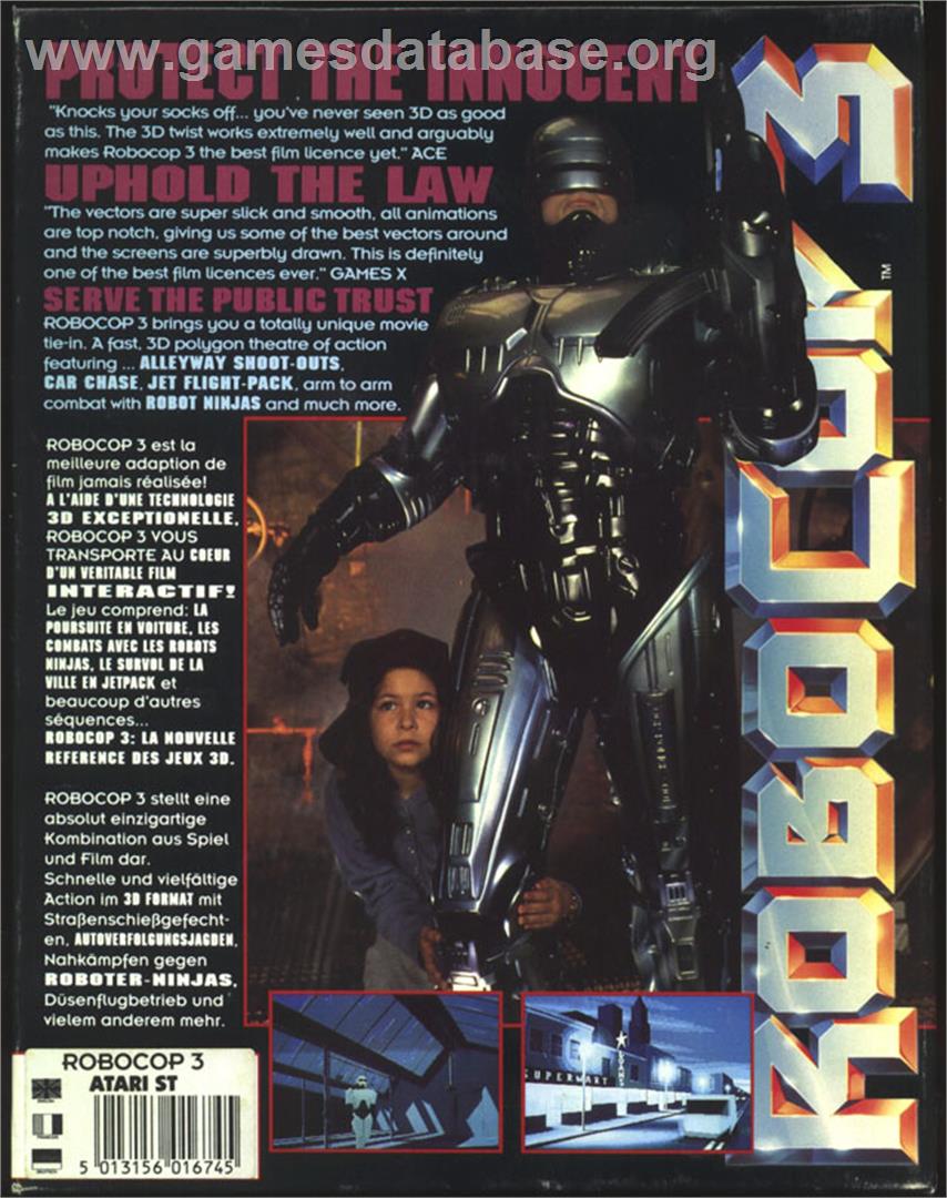 Robocop 3 - Atari ST - Artwork - Box Back