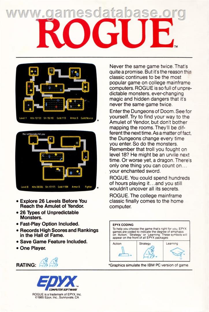 Rogue - Atari ST - Artwork - Box Back