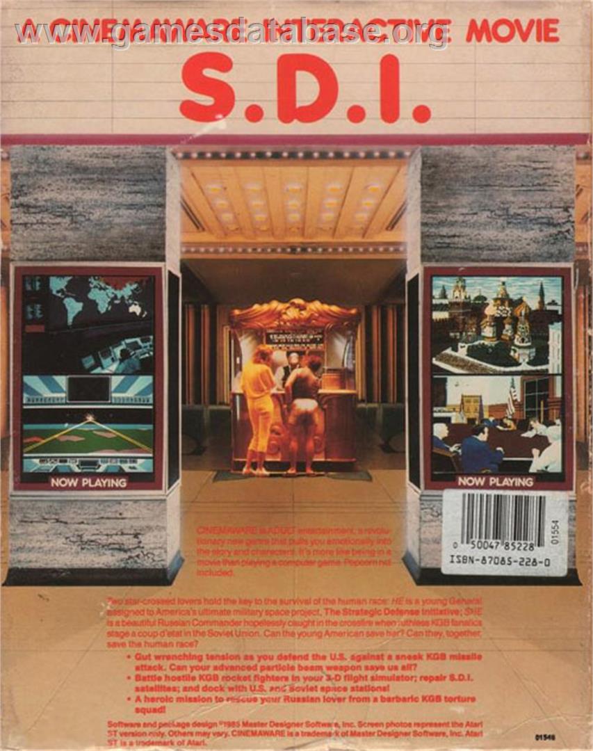 S.D.I. - Atari ST - Artwork - Box Back