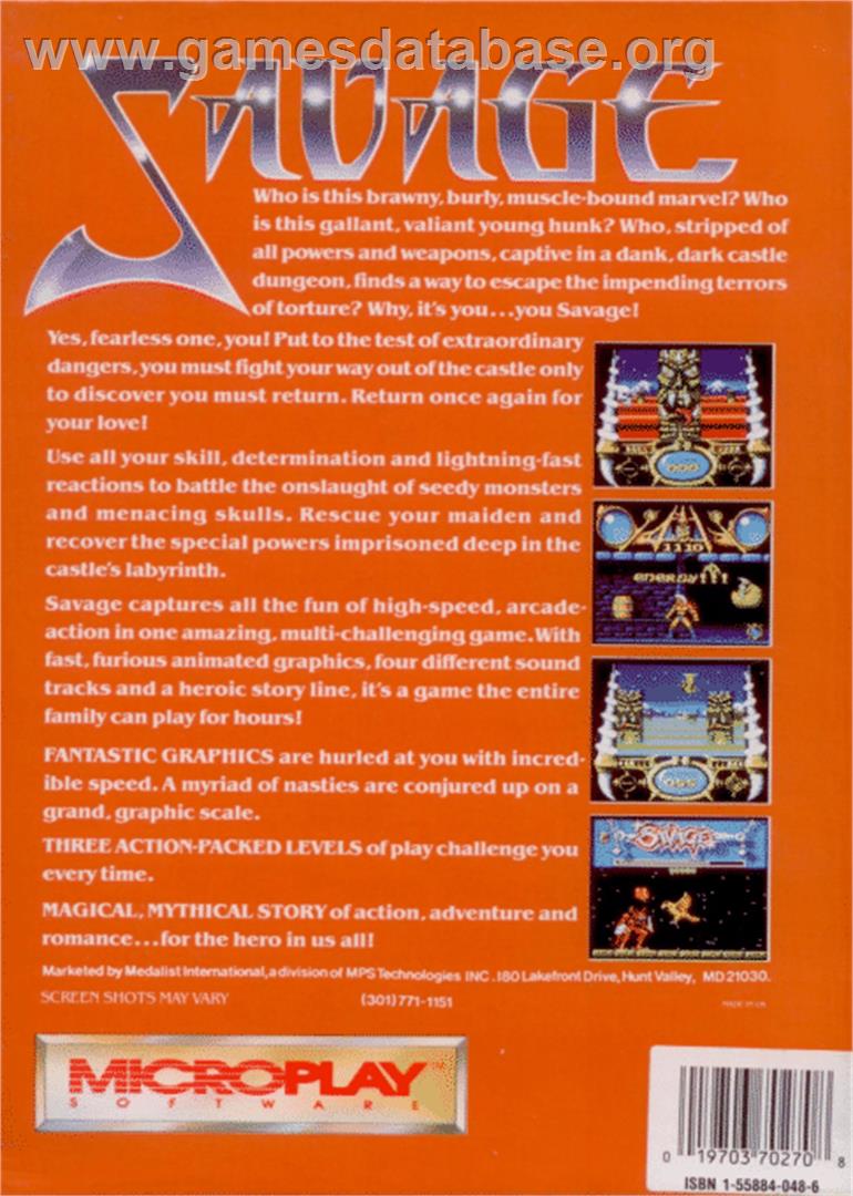 Savage - Atari ST - Artwork - Box Back