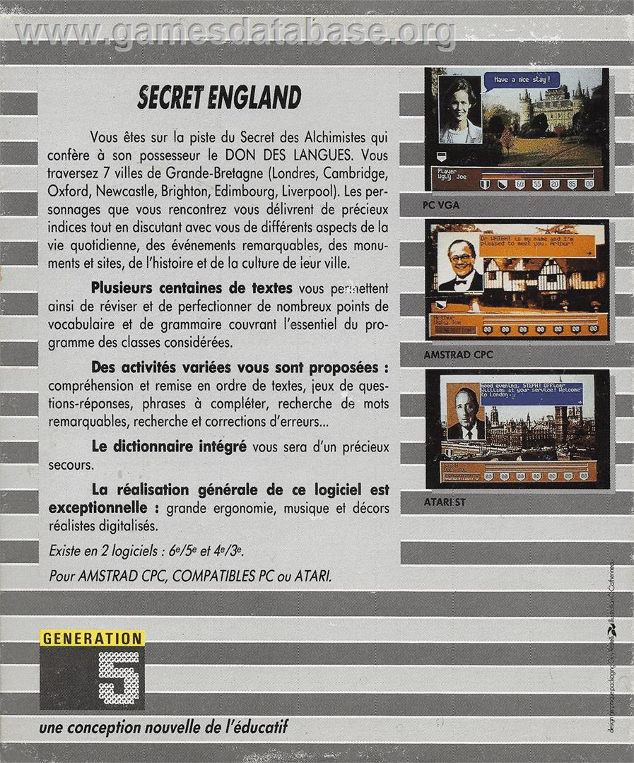 Secret England - Atari ST - Artwork - Box Back