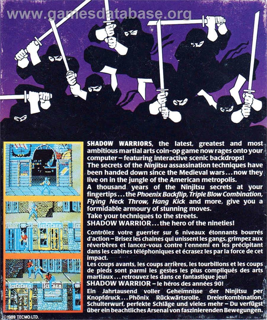 Shadow Warriors - Atari ST - Artwork - Box Back