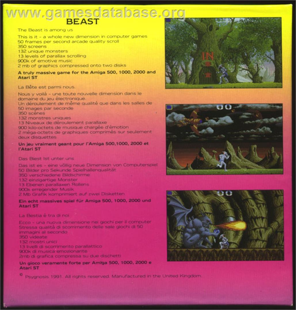Shadow of the Beast - Atari ST - Artwork - Box Back