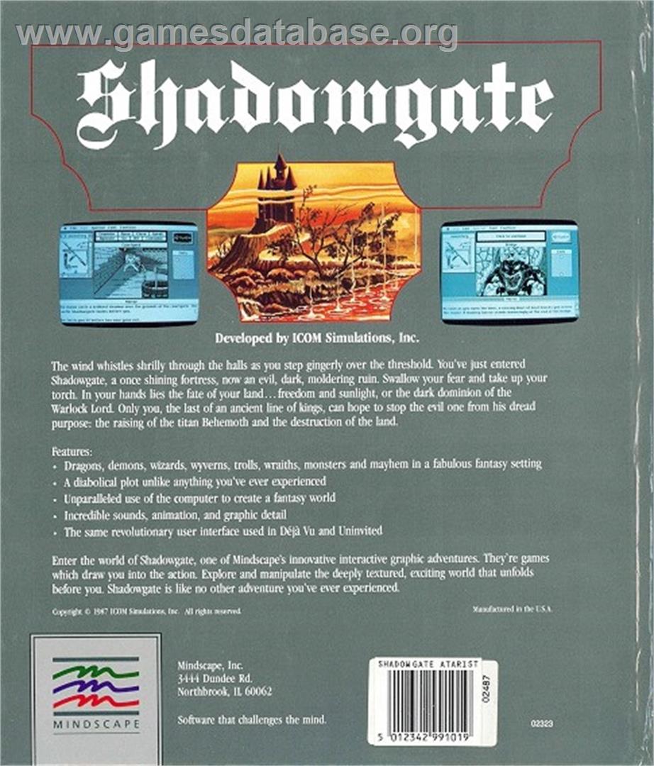 Shadowgate - Atari ST - Artwork - Box Back