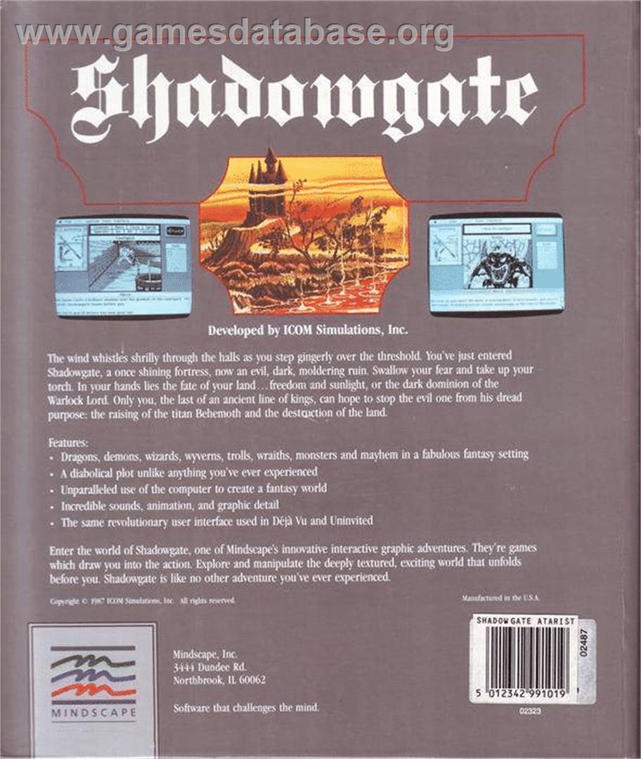 Shadowgate - Atari ST - Artwork - Box Back