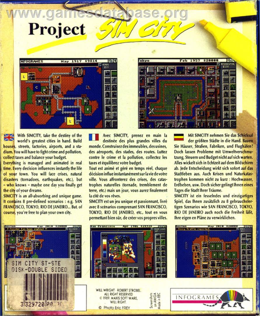 Sim City - Atari ST - Artwork - Box Back