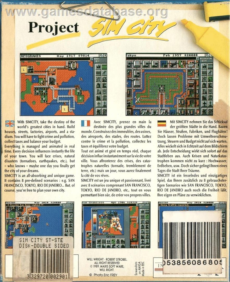 Sim City - Atari ST - Artwork - Box Back
