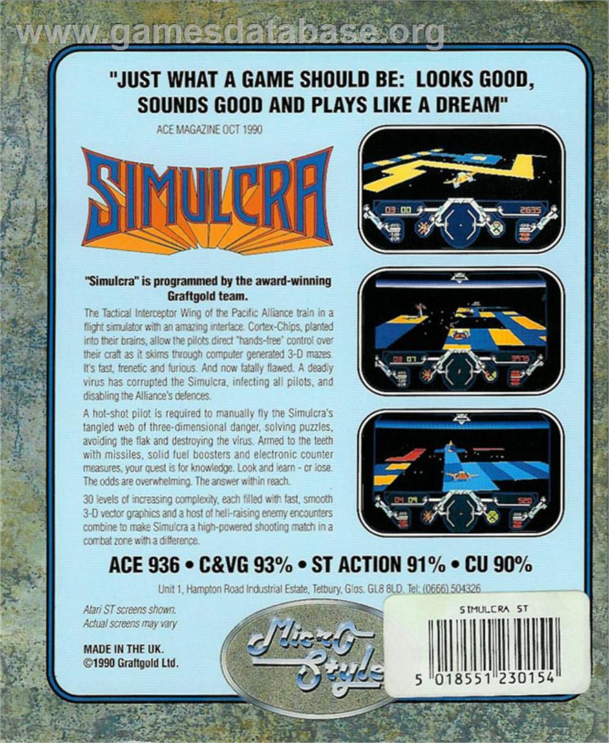 Simulcra - Atari ST - Artwork - Box Back
