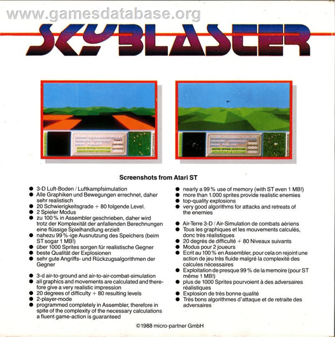 Skyblaster - Atari ST - Artwork - Box Back