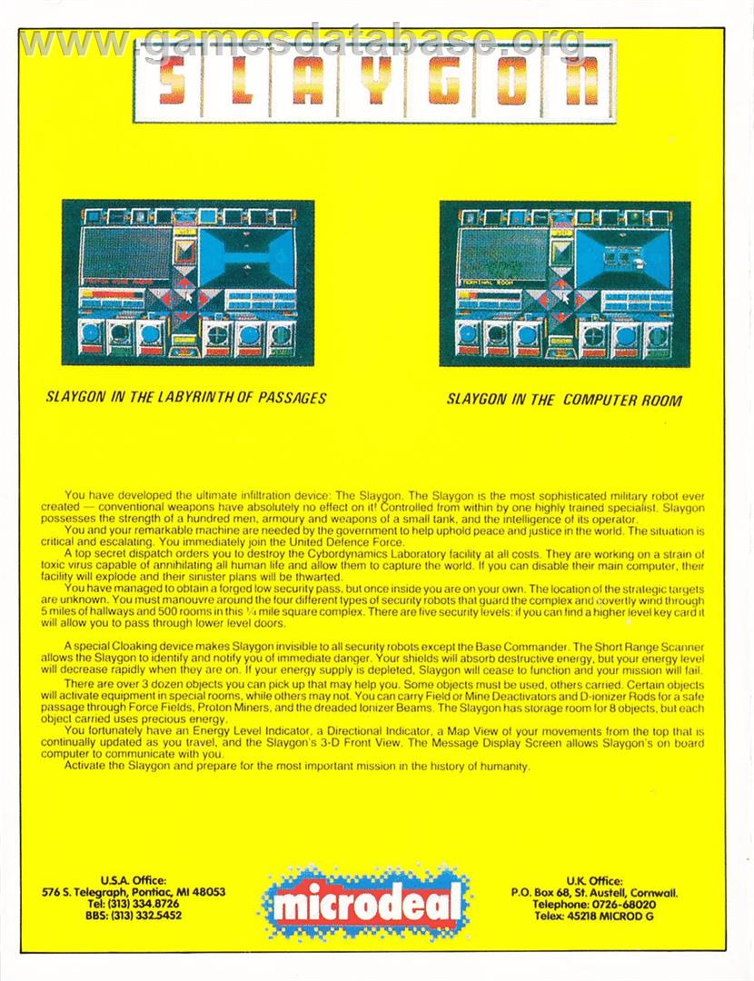 Slaygon - Atari ST - Artwork - Box Back