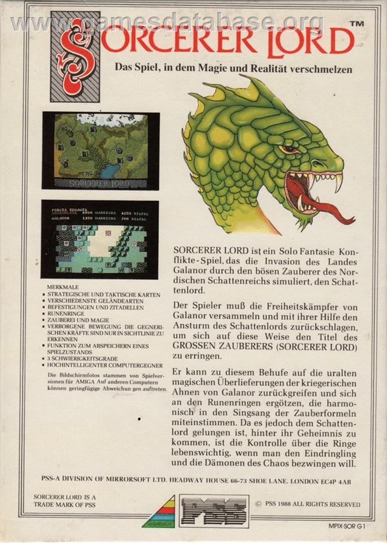 Sorcerer Lord - Atari ST - Artwork - Box Back
