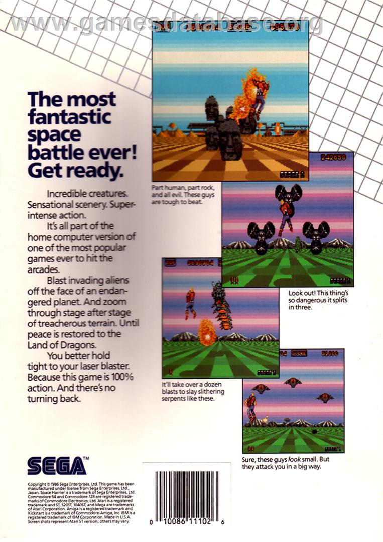 Space Harrier - Atari ST - Artwork - Box Back