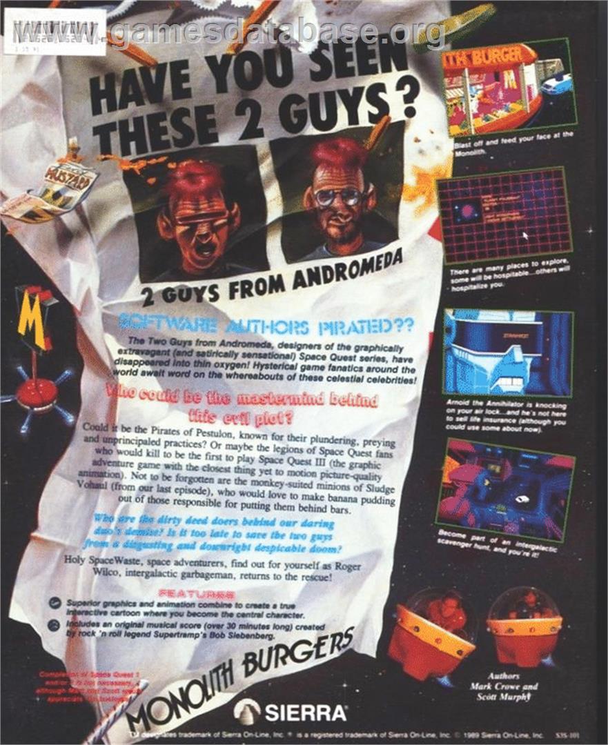 Space Quest 3 - The Pirates Of Pestulon - Atari ST - Artwork - Box Back