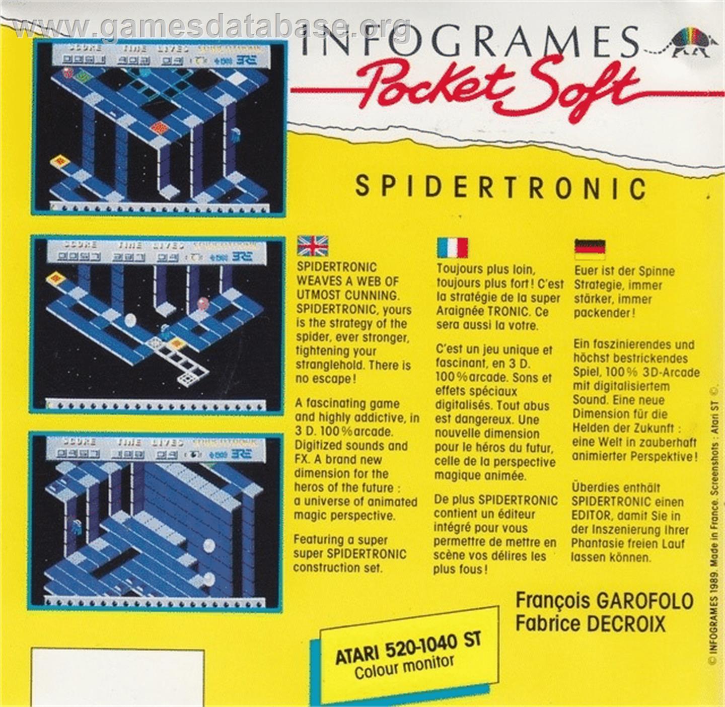 Spidertronic - Atari ST - Artwork - Box Back