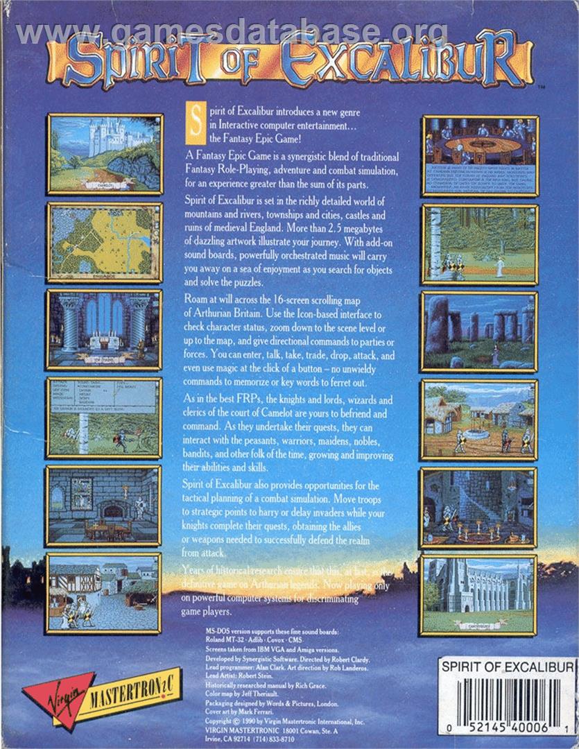 Spirit of Excalibur - Atari ST - Artwork - Box Back