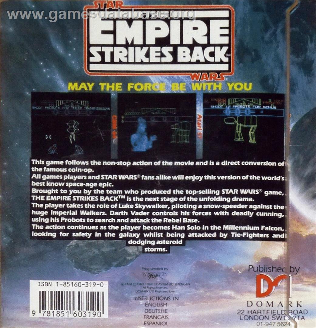 Star Wars - The Empire Strikes Back - Atari ST - Artwork - Box Back