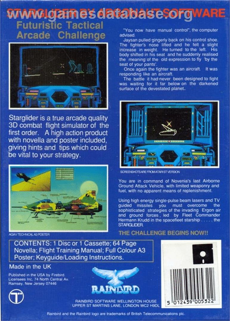 Starglider - Atari ST - Artwork - Box Back
