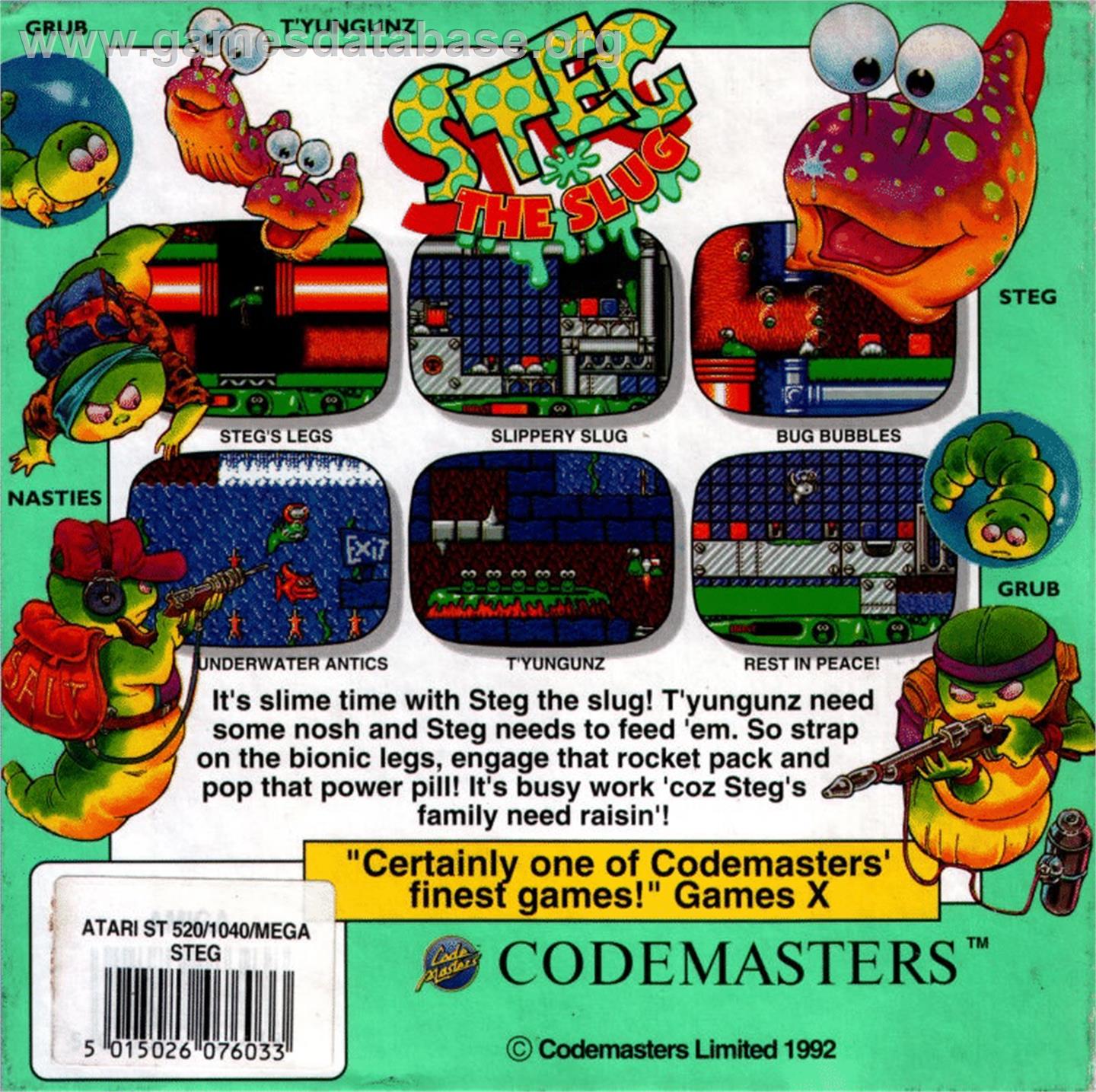 Steg the Slug - Atari ST - Artwork - Box Back