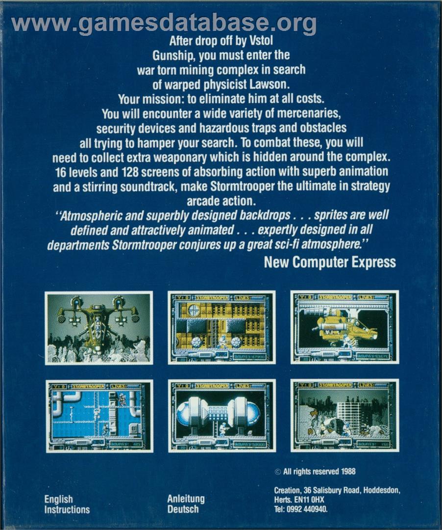 Stormtrooper - Atari ST - Artwork - Box Back