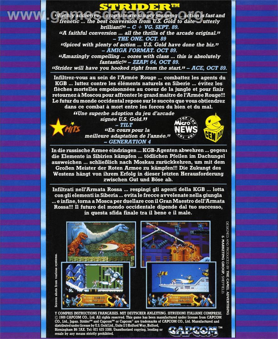 Strider - Atari ST - Artwork - Box Back