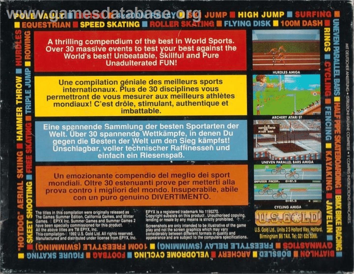 Summer Games - Atari ST - Artwork - Box Back