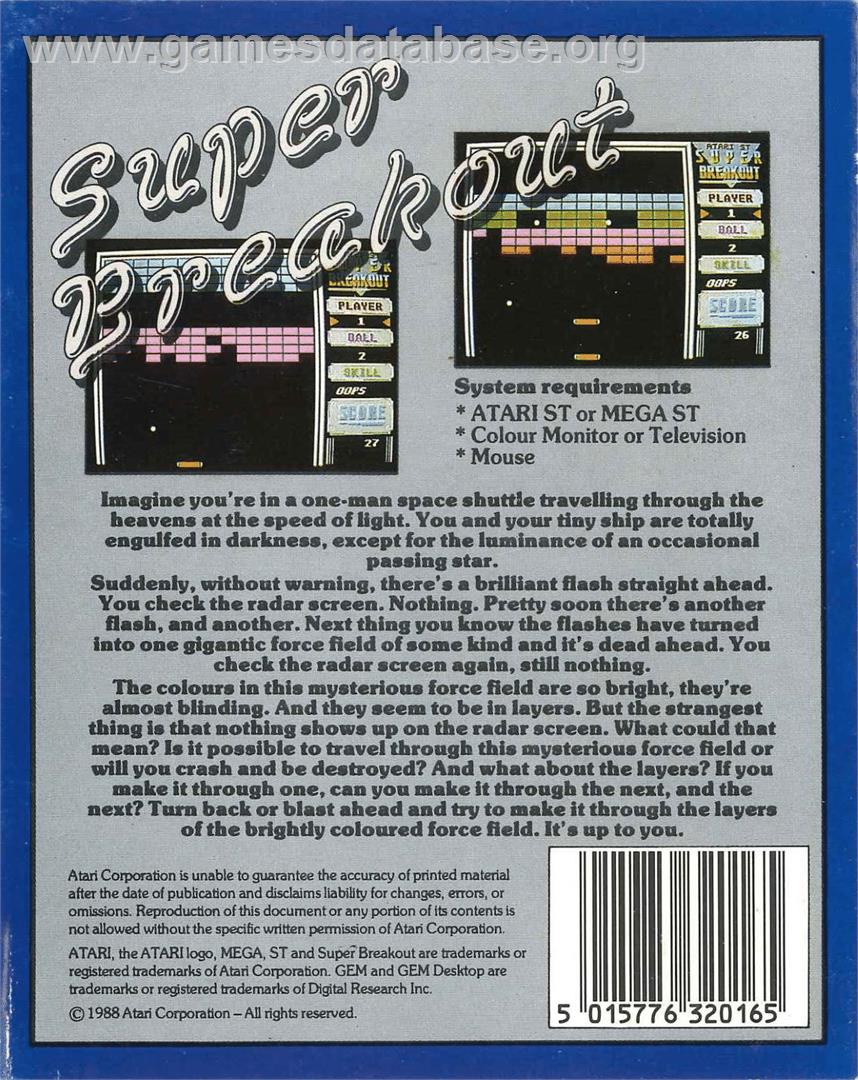 Super Breakout - Atari ST - Artwork - Box Back