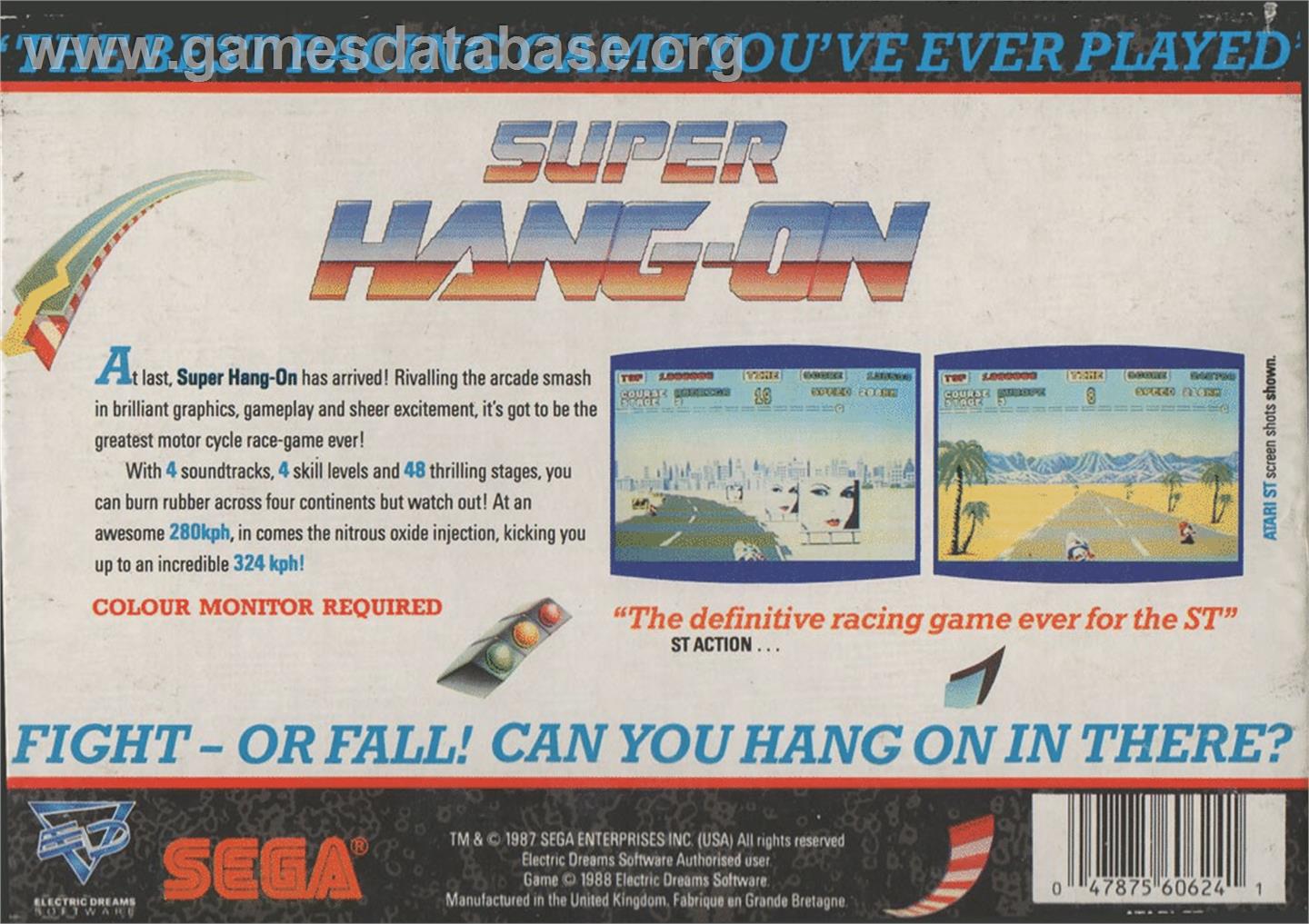 Super Hang-On - Atari ST - Artwork - Box Back