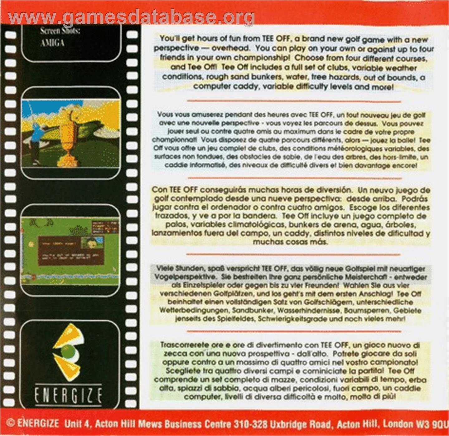 Tee Off - Atari ST - Artwork - Box Back